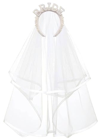 ZOOMPIL Braut Perlen Stirnband Schleier, Braut Stirnband Schleier, für Junggesellinnenabschied, Hochzeitstag, Perlen, Brautgeschenk