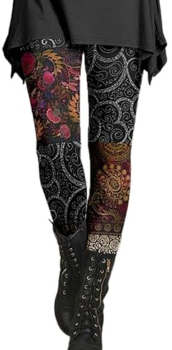 shownicer Leggings Damen Bedruckte Dünn Hose Slim Fit Leggings Sportleggins Herbst Winter Freizeithosen Streetwear Outdoor Alltag A Sty07 L