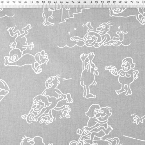 Textrend Baumwollstoff Stoffe Meterware - Stoff zum Nähen - 100% Baumwolle - Textilien 1x1.6m - Stoffe Meterware - Kamasutra Muster (Kamasutra weiß auf grauem Hintergrund)