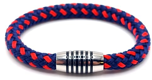 Armband Dark Blue and red aus farbintensiven Paracord-Segeltau mit schwarz emailliertem Edelstahlmagnetverschluss. (19.00)