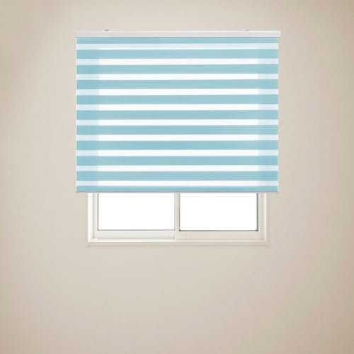 Estor Enrollable Doble Capa 110 x 350 cm translúcido y oscurecido Enrollable Persianas Venecianas Fácil de Instalar para Ventanas y Puertas, Azul