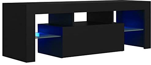 QZZCED Meuble TV avec lumières LED - Noir - 120 x 35 x 40 cm - Pour salon, chambre à coucher - Appareil de divertissement