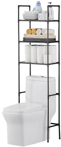 QIUFEN Estantería de Baño sobre Inodoro, 3 Niveles, Estante de Almacenamiento de baño, Ahorra Espacio, Mueble baño para Baño, Lavandería, Negro