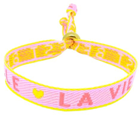 Selfmade Jewelry - Statement Festival Armband Stoff Armband Damen Stoffarmbänder in Pink für Festival Outfit Damen