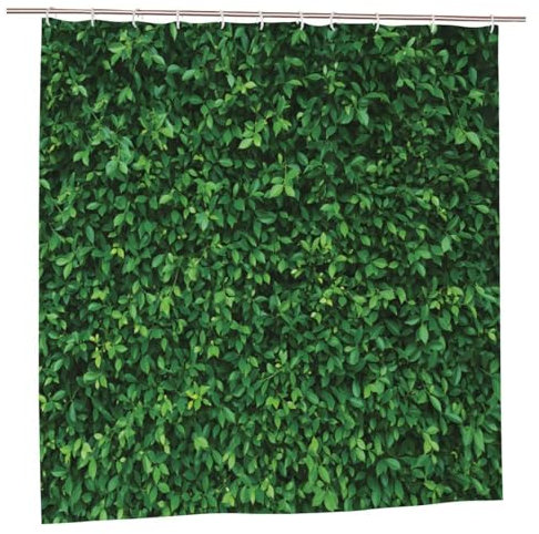 Newhomestyle Green Leaf Wall Outdoor Garden Theme Shower Curtain, Quick-Drying Waterproof Outdoor Garden Decoration, Summer Bath Curtain with 12 Hooks, 180X180cm/ 71X71 inch