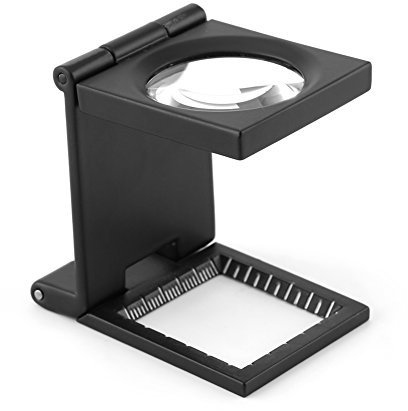 Lupa de Contador de Hilos, Lupa de Probador de Lino de Metal con Aumento de 10x Lupa Plegable con Escala para Soldar, Coser, Leer Textiles