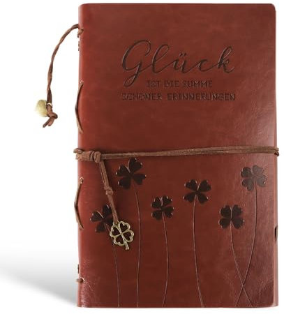 BETESSIN Leder Notizbuch A5 - Nachfüllbares Tagebuch für Erwachsene - Vintage Reisetagebuch 80 Kraftpapier Seiten - Retro Ringbuch für Fotoalbum, Notizbuch und Scrapbook (40x liniert, 40x blanko)