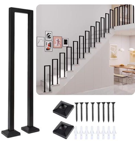Treppengeländer Innen, Geländer treppe, Handlauf treppe, U Förmiger Geländer, Treppengeländer Außen, Handlauf Schwarz, TreppengeläNder, für Balkone Flure Wohnungen Villen (U-Schwarz, 100CM)