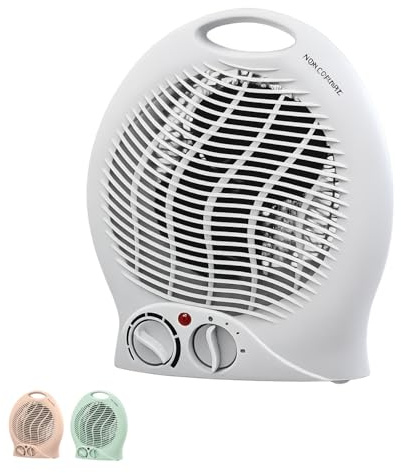Paluplus Termoventilatore Shabby da bagno 1000-2000 watt, misura 23x13x27 cm, basso consumo, 2 livelli di potenza, scaldino elettrico scaldabagno con funzione Caldo e Freddo -1096F (Bianco)