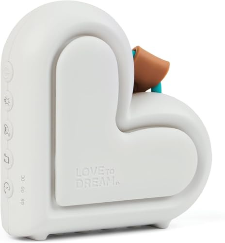 Love to Dream sovmaskin, babyvit brusmaskin för sömn och avkoppling, bullerterapi med 9 lugnande spädbarn sömnljud med babynattlampa, bärbar ljudmaskin