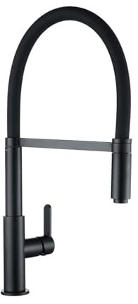 Grifos mezcladores for fregadero de cocina, preenjuague, montados en cubierta, con cuello de cisne, rociador extraíble, manija de Metal de una sola palanca(Matt Black Faucet)