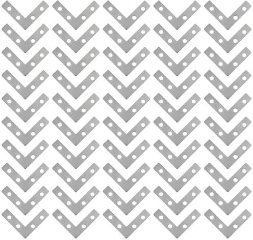 safycaby 50 PCS Corner Brace Flat L Bracket 4-Hole L Bracket Corner Brace for Paintings Picture Frames Artwork Home Decor Clock 1.5 x 1.5 (Silver)