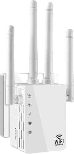 Amplificador de señal WiFi extensor, amplificador WiFi 5G 1200Mbps amplificador de señal WiFi de doble banda para el hogar, cubre hasta 5000 pies cuadrados y 32 dispositivos, repetidor inalámbrico con