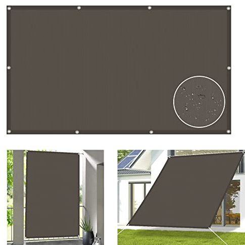 ACHBGTMQ Auvent rectangulaire 3,5 x 5,5 m, 95% Anti-UV, résistant à l'eau, Voile de Jardin, Parasol pour Jardin, Plage, terrasse, Gris foncé