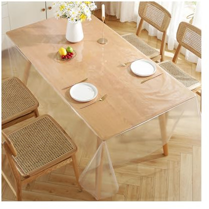 YZROHYI Tovaglia in PVC trasparente 140 x 180 cm, copritavolo in plastica flessibile, tovaglia rettangolare in tela cerata, antimacchia e copritavolo in vetro morbido, tela cerata impermeabile