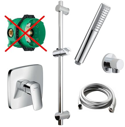 vanvilla Duschsystem mit Unterputz Armatur von Hansgrohe Logis, vanvilla Duschstange und Handbrause, Dusch-SET HG50-ob