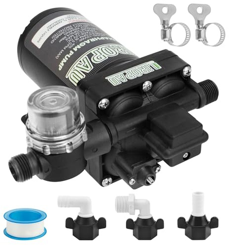 12V DC Automatic Water Pump, 6GPM 70PSI RV Fresh Water Pump, Booster Pump, Self-Priming Diaphragm Wa-TER Pump with Pressure Switch and Strainer for Camper, Van, RV, Marine, Yacht, Caravan