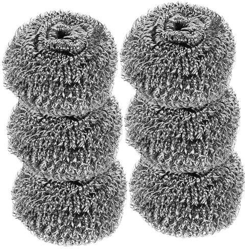 Cabilock 6pcs Steel Ball Cleaning Ball Metal Scrubbers for Cleaning Dishes Reusable Kitchen Pot Scrubbers Stainless Steel Sponge Wire Dish for for Pans