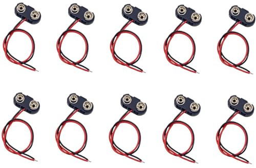 10 Pcs 9V Battery Snap Connector, PP3 Battery Snap Connector Plastic Battery Snap T-type Cable Lead with 15cm Flying Leads,Battery Clip for Connection Cable LED Strip Connector Buckle Plastic Housing