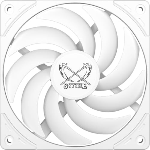 Scythe Wonder Tornado 120 Slim White, 120x120x15mm, PWM Fan, High Static Pressure, 400-2000 RPM, 3.12-26.36 dBA, FDB Bearing, 12V, for Compact Computer case, or mulitiple Fans
