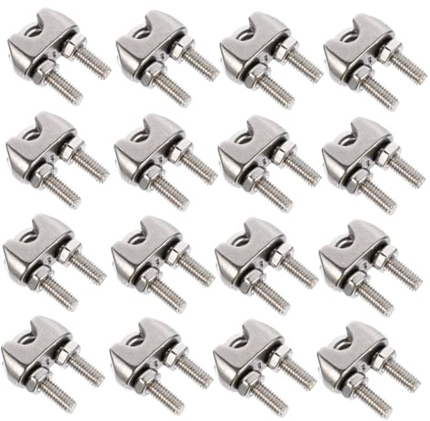 Cabilock 16 piezas Abrazaderas de Cable Acero Inoxidable de Clips Resistente para Cuerda y Cable Sujetacables Compactos y Duraderos para Fijación Segura