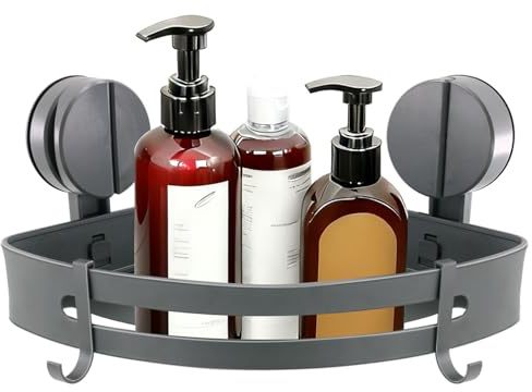 Noviatrix Estanteria Baño, Ventosa sin Taladro Estante Ducha Estanteria Ducha sin Taladro con Dos Ganchos Estantería Baño Ventosas para Baños y Cocinas