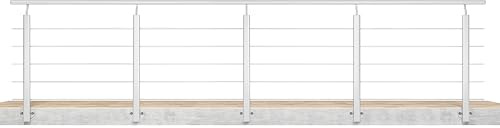 AICA 400x100cm Barandillas de aluminio, Barandilla de escalera, Ángulo de montaje ajustable, uso interior y exterior - Plateado mate - fijaciones lateral