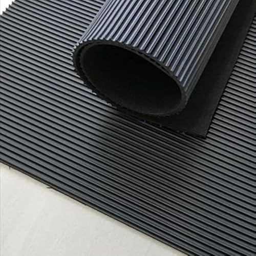 Rubber Flooring Roll – Heavy Duty Non-Slip Rubber Matting for Gyms, Vans, Garages & Workshops – Durable Black Rubber Floor Mat Roll (FINE RIBBED | 1.5M WIDE, 2M)