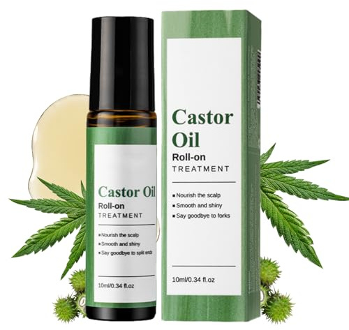 Rizinusöl Bio,Organic Castor Oil,Natürlich Castor Oil mit Roller,Kaltgepresst Rizinusöl für Gesicht,Körper,Wimpern und Augenbrauen,Haaröl für Haarwachstum,Rein Natürlich Hair Growth Castor Oil