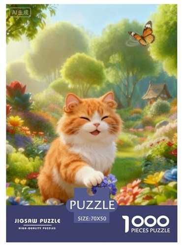 Puzzle American Curl Chat 1000 Pièces pour Adultes Et Enfants, Jeu D'Intelligence, Casse-tête Buisson Fleuri, DéCoration, Cadeau Anniversaire 70x50cm/1000pcs
