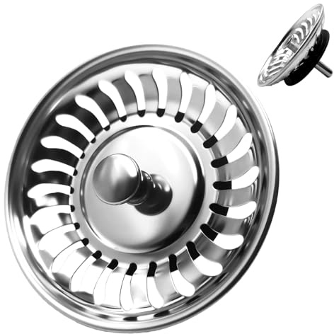 Diskbänk, silkorg i rostfritt stål, 78 mm, diameter, universell höjdjusterbar, dräneringsplugg för kök och handfat