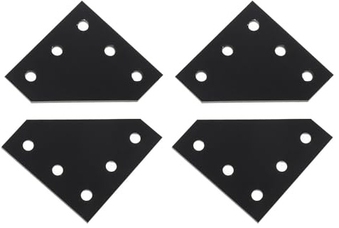 UKCOCO 4 Stück L förmige Winkelhalterungen aus Aluminiumlegierung 5 loch Verbindungsplatten Schwarz Stabil für Aluminiumprofile Einfache Montage Polierte Oberfläche