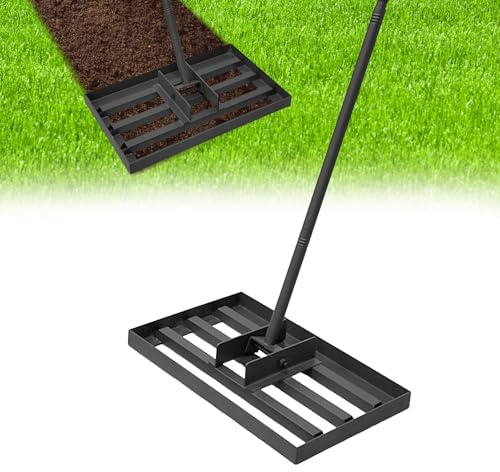 Garvee Râteau niveleur Professionnel en Acier Inoxydable – Outil Manuel Robuste pour nivelage du Sol, Sable et Gazon – Manche Long Ergonomique et réglable – Idéal Jardin, pelouse, Terrain de Golf