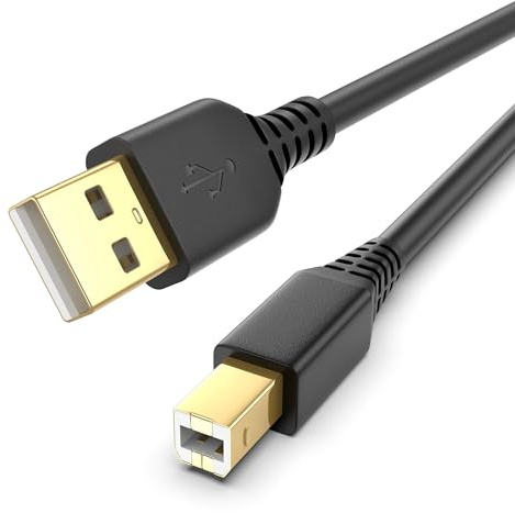 USB A auf USB Typ B Drucker Kabel 2 Meter, Vergoldet USB2.0 Druckerkabel 2m, 1-Pack Midi Keyboard Kabel USBA to B Printer Cable für iPhone 15 16 17 Macbook Dell HP Scanner Drucker, Midi Keyboard