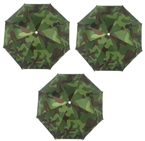 UxuoQxa 3 Stück Regenschirm Hut, Kopf Regenschirm Für Angeln Gartenarbeit Camping, Regenschirm Kopf Mit 52 Cm Durchmesser, Handfreier Schutz Bei Outdoor Aktivitäten Und Täglichem Pendeln
