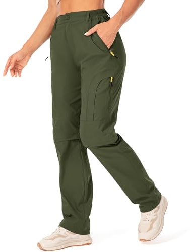 Jessie Kidden Walking Trousers Women Cargo Pants Waterproof Summer Lightweight Quick Dry Convertible Stretch Outdoor Casual UPF 50 Running Cycling Zip Off Capri #6601F-Army Green-38 (US 18)