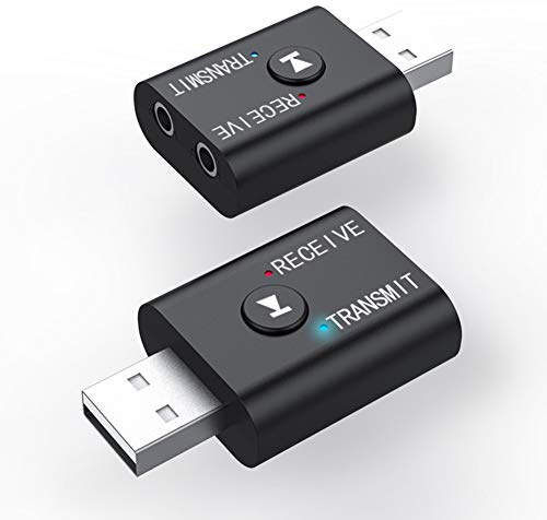 Adaptador USB Bluetooth5.0, USB Mini Bluetooth5.0 Transmisor de Audio Receptor para PC/Computadora/TV/Proyector, Adaptador de Audio USB