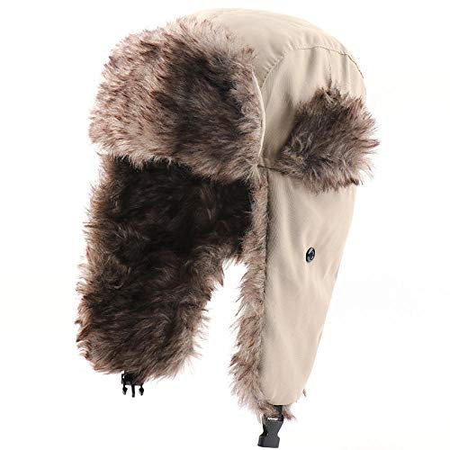 Herren Winter Fliegermütze Männer Frauen Russische Hut Trapper Bomber Hüte Winter Thermal Earflap Caps Outdoor Männlich Ushanka Snow Ski Caps-Black