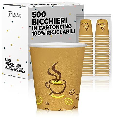 Cubex Professional Lot de 500 gobelets en carton pour café, eau ou boissons chaudes et froides