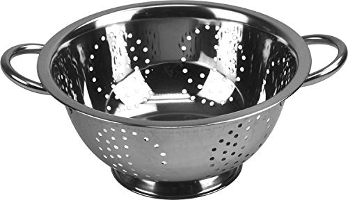 Acense Stainless Steel Colander, Steel Base/Handle, Quick Draining, Multiple Micro-Perforations, Multi-Purpose: [Pasta/Vegetable/Spaghetti/Fruit], Dishwasher Safe, Size: 28cm