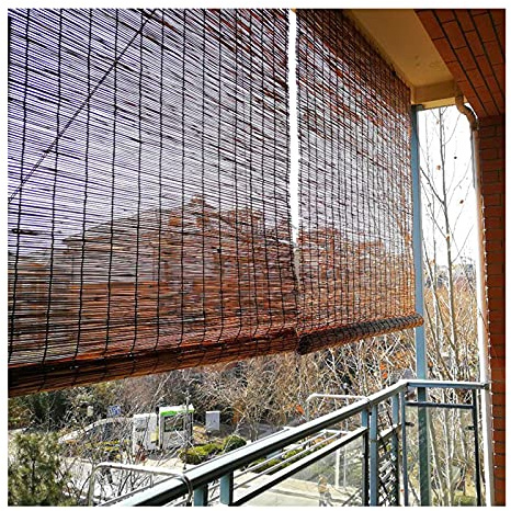 ASDQWER Rollo Bambus,Lichtfilter Vorhang,Rollo Seitenzugrollo, Blackout Blind, Outdoor Pavillon Blackout Bambus Vorhang, Natürlicher Reed Vorhang Rollo, Bambus Rollo,70x200cm/28x79in