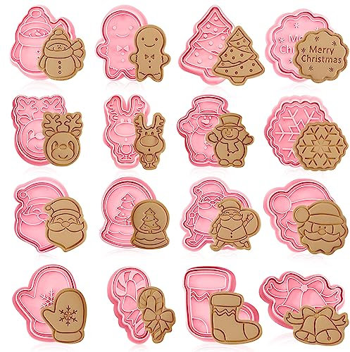 Ausstechförmchen Weihnachten, 16 PCS Weihnachten Keksausstecher,Plätzchenformen für Kinder,Fondant Ausstechformen,Cookie Cutter, Cookie Backen Form,Kinder Backen Küche Zubehör