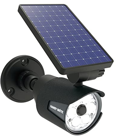 Handy Brite Projecteur solaire LED extérieur ultra lumineux avec détecteur de mouvement et apparence de caméra de sécurité