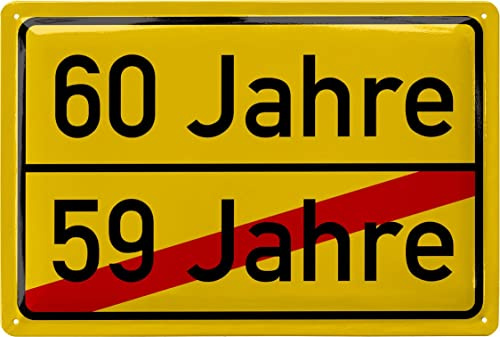 LANOLU Retro Blechschild 60 Geburtstag Schild - 60 Jahre Ortsschild - Alternative zur Geburtstagskarte 60 - witziges Geschenk 60 Geburtstag Mann, 20x30cm
