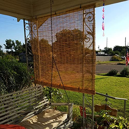 SYTH Bambusrollos Outdoor,Rollo für Draussen,Raffrollo Bambus Rollo Draußen,Sichtschutz Fenster Wintergarten Wetterfest Sonnenschutz Rollo,Rollos Aus Schilfrohr,von Terrasse Veranda Balkon,Mit Heber
