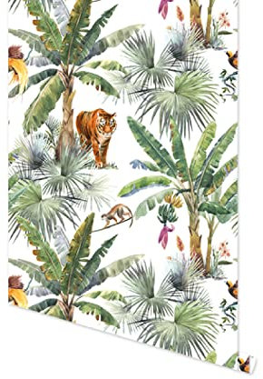 Dostear Klebefolie MöBel Wandtapete 3dtapete Self Adhesive Wallpaper Folie Selbstklebende GroßE Vinyl GläNzend Tapeten FüR KüChentapete Abwaschbar gelber Tiger 45cm X 300cm