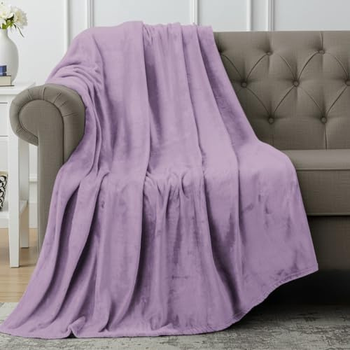 Utopia Bedding Fleece Throw Blanket 127x152cm – Soft Warm Lightweight Breathable Small Versatile Luxury Decorative Throws For Sofa, Bed, Chair & Settees – Cosy Home Gift For Adults, Lilac