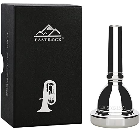 EastRock Standard Tuba Mouthpiece, Silver Plated Tuba Mouthpiece Size 67C4, Tuba Player Replacement Tuba Parts Vacuum Packed