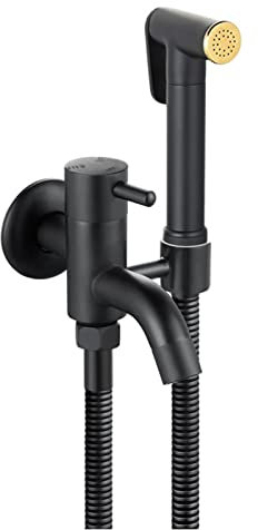 FQYEP Bidet Portatile Kit Doccetta,Doccetta Per Wc Con Miscelatore,Nero Opaco,Ottone,Spruzzatore Acqua Per Bidet,Kit Doccetta Esterno Per Wc E Bidet,Spruzzatore Bidet Per Wc,Nero A