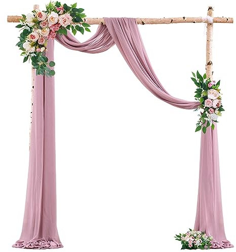 Tessuto drappeggiato per archi nuziali, 1 pannello da 71,1 cm x 4,9 m, drappeggio ad arco con rose polverose, tenda velata per cerimonie di nozze, feste, decorazione del soffitto